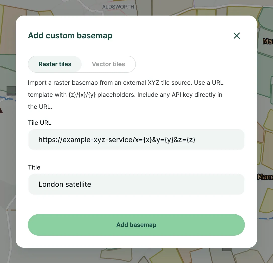Mergin Maps webmaps adding background map