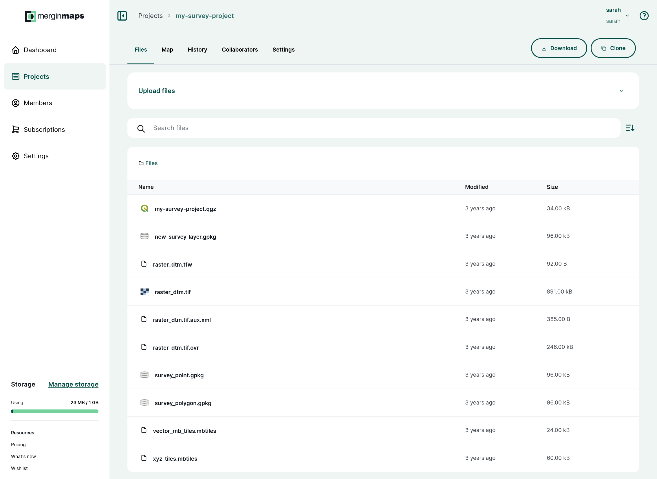 Mergin Maps project folder content web Mergin Maps project folder content web