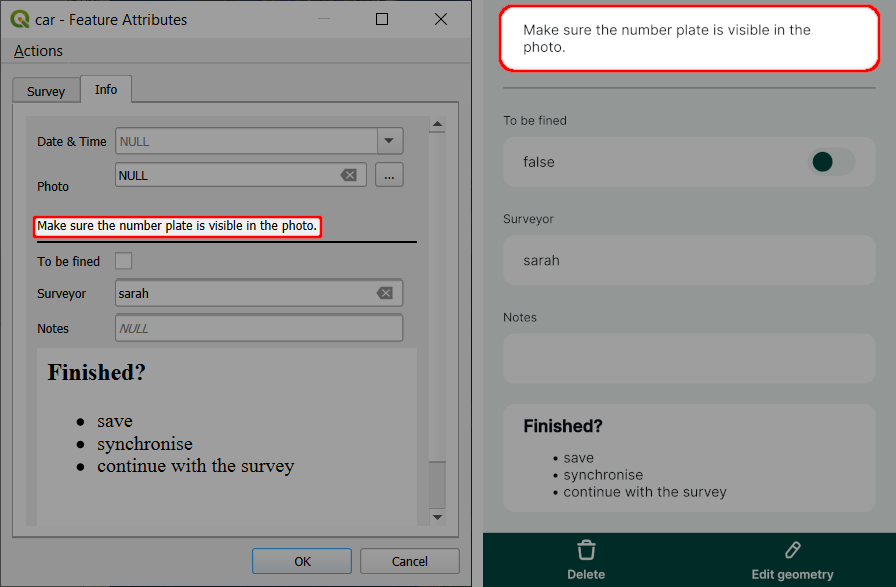 Text widget in QGIS and in Mergin Maps mobile app attributes form Text widget in QGIS and in Mergin Maps mobile app attributes form