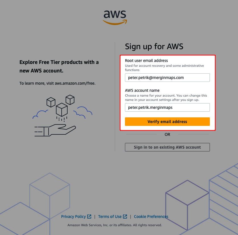 Create AWS account