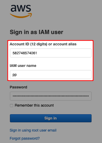 Login as IAM user to AWS