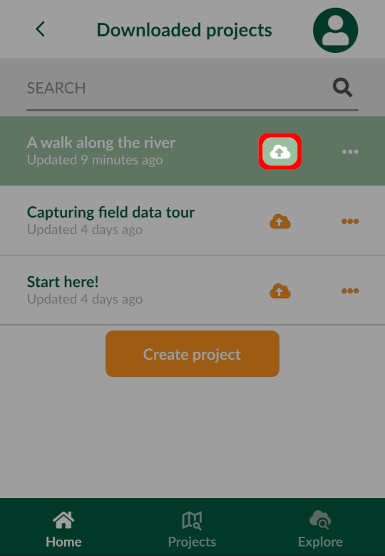Mergin Maps Input upload project to cloud