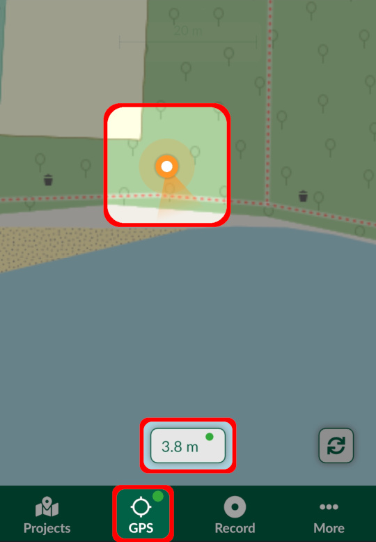 GPS accuracy info in Mergin Maps mobile app
