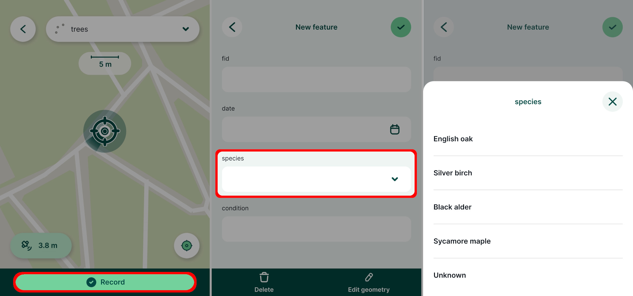 Drop down form in Mergin Maps mobile app