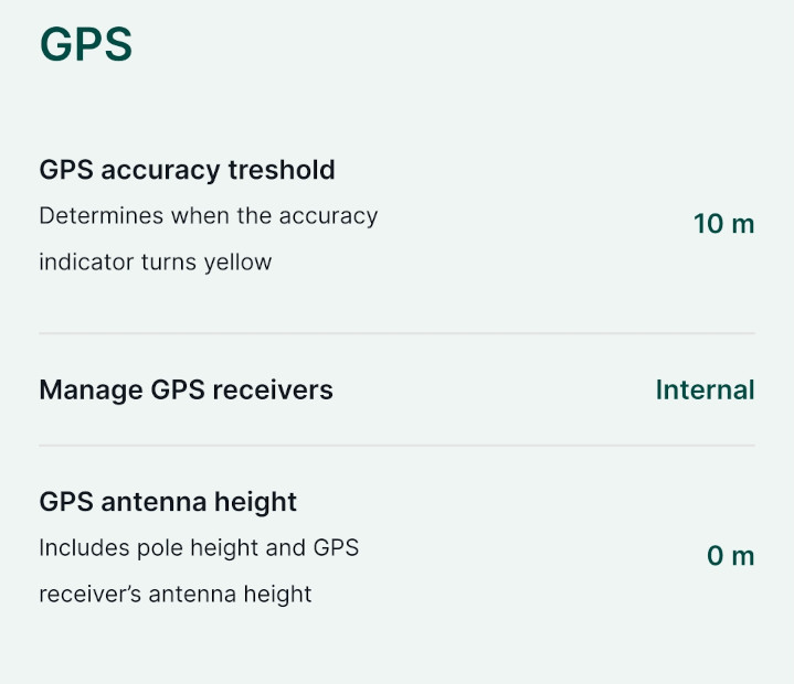 Mergin Maps mobile app GPS Settings