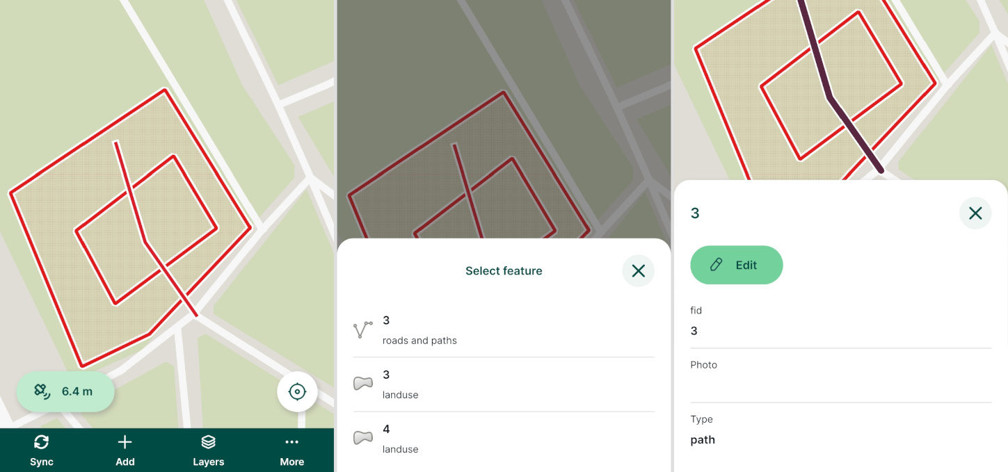 Mergin Maps mobile app multi-feature selection