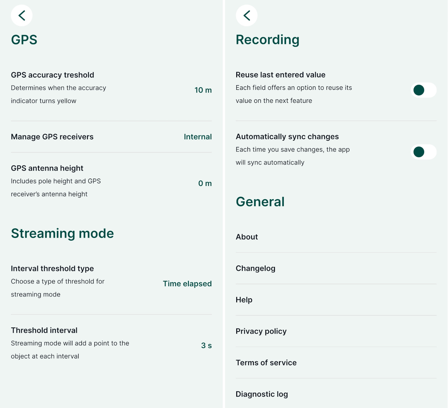 Mergin Maps mobile app Settings