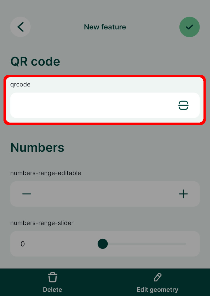 Mergin Maps mobile app QR code field form