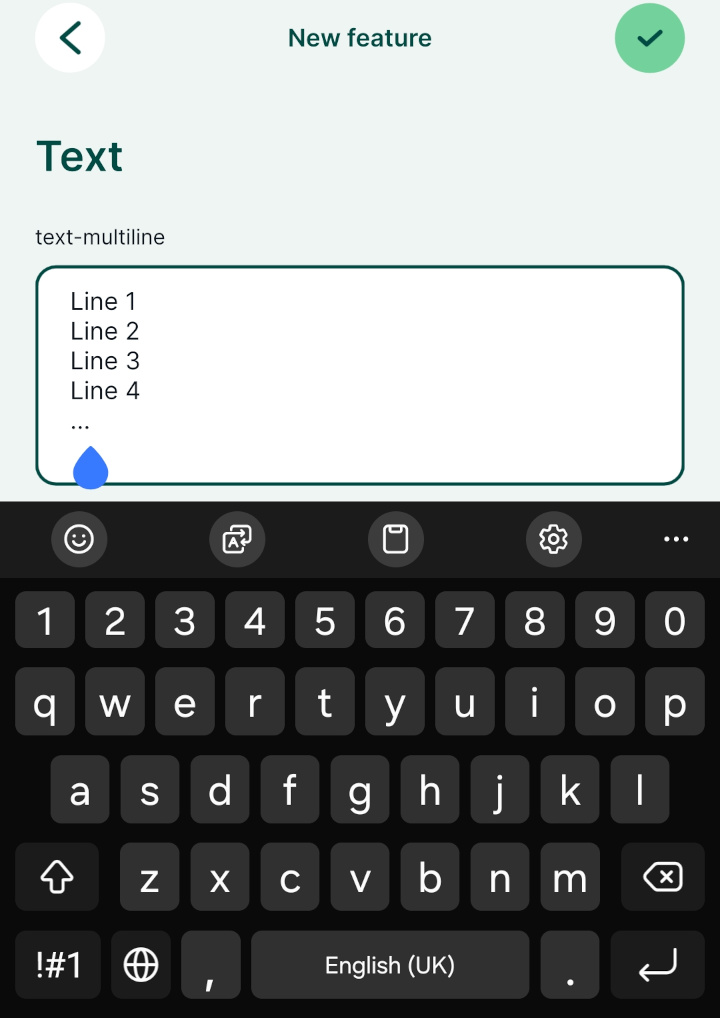 Mergin Maps mobile app multiline text field form