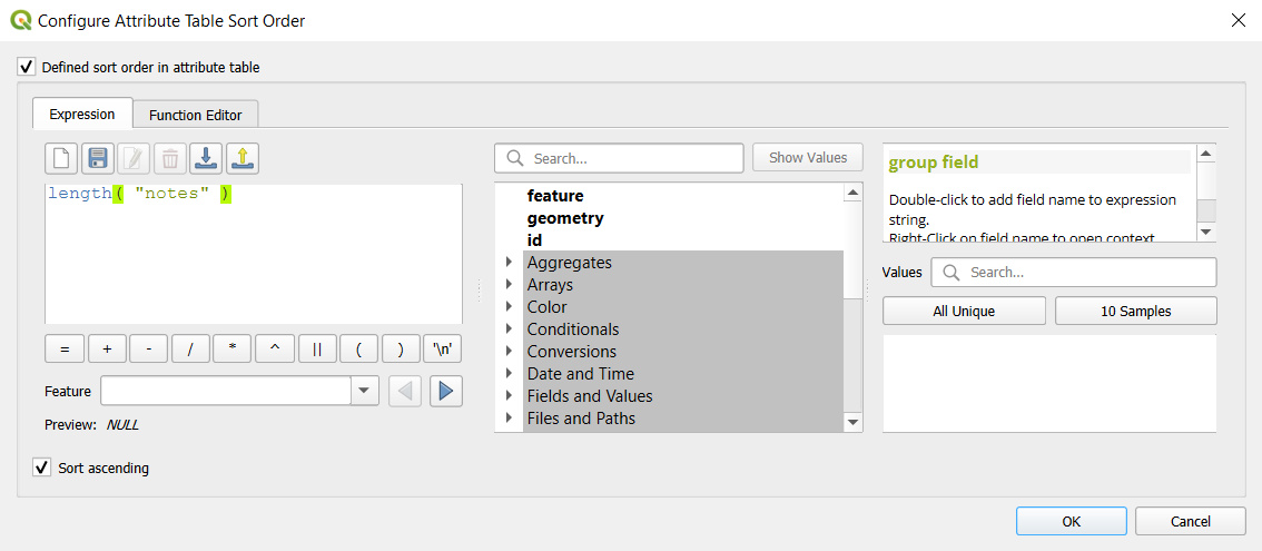 QGIS sorting features by text length