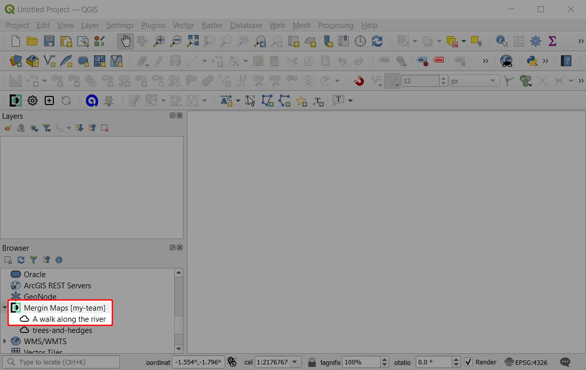 QGIS Browser Mergin Maps projects