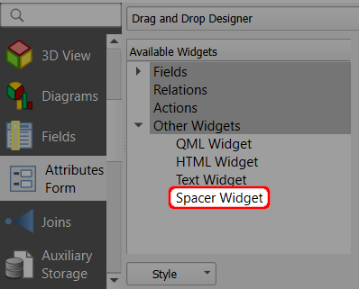 QGIS forms Spacer Widget