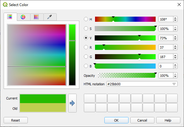 Select colour for layer symbology