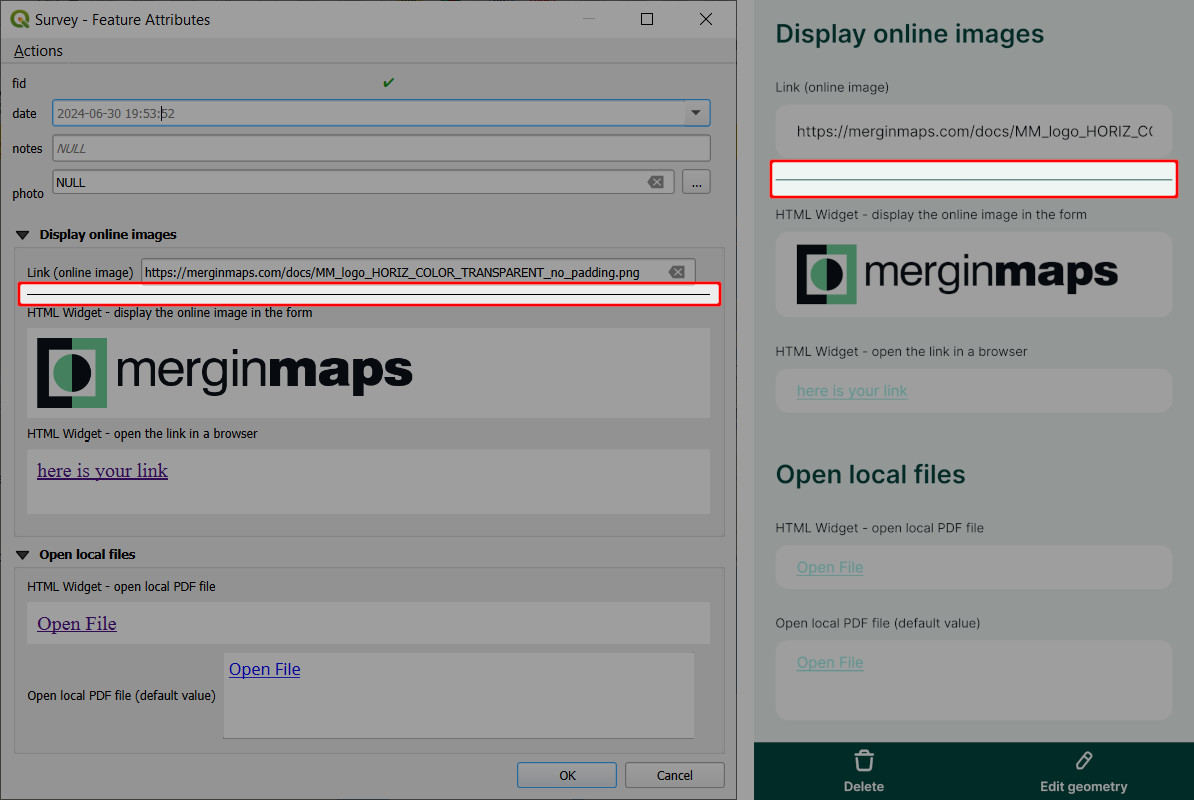 Spacer widget in QGIS and mobile app form