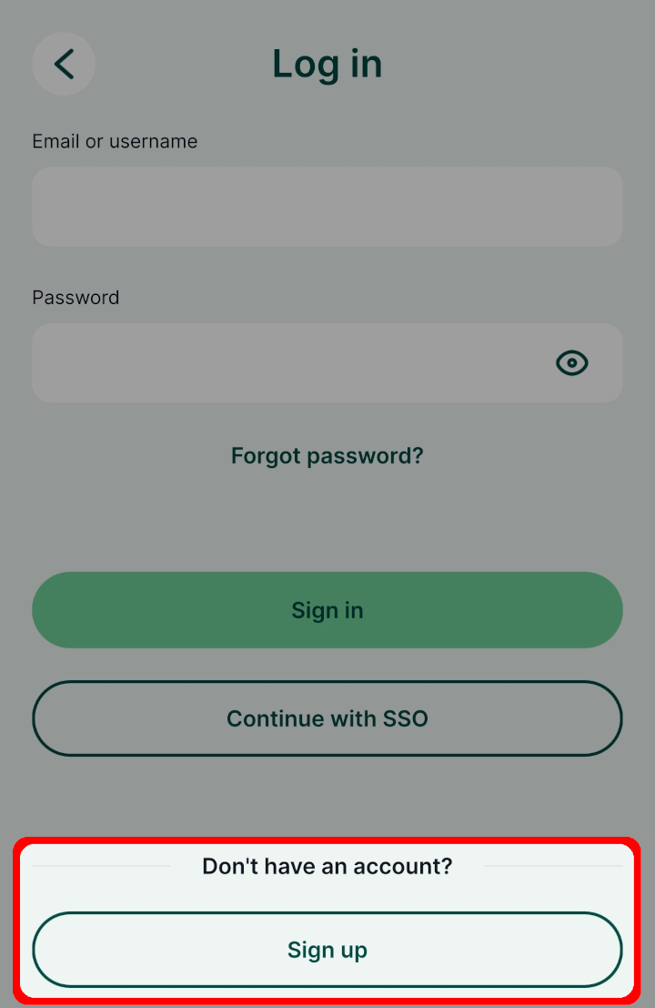 Mergin Maps mobile app sign up