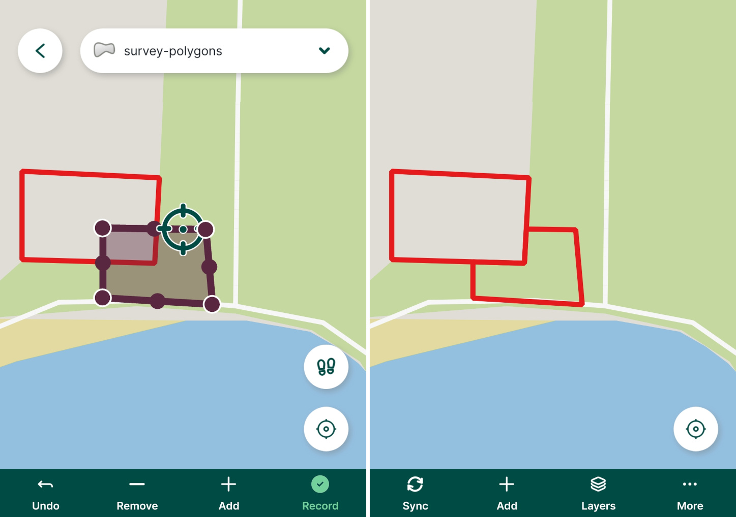 Mergin Maps mobile app avoid polygon overlap