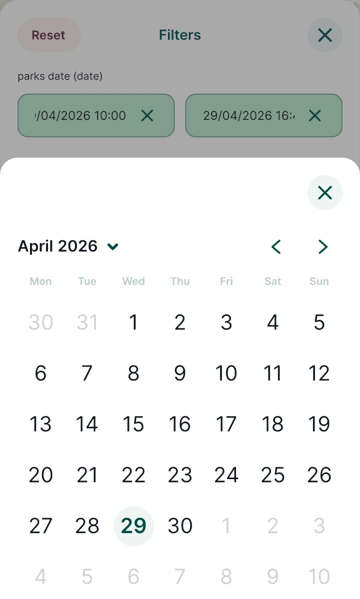Mergin Maps mobile app Date filter