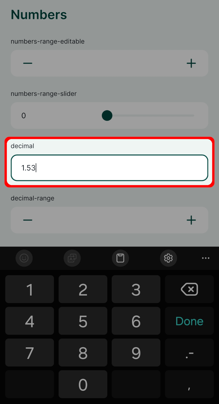 Mergin Maps mobile app decimal number text edit form