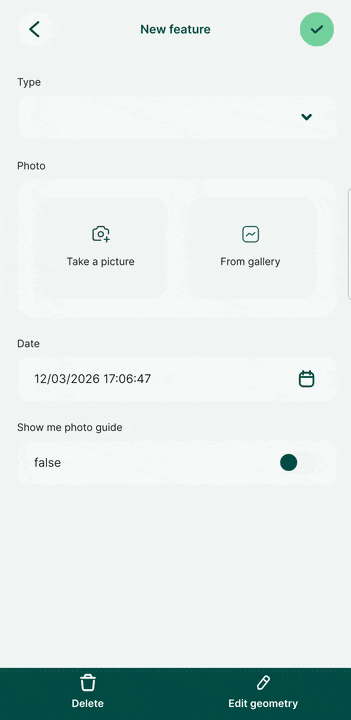 Mergin Maps mobile app form with image guide