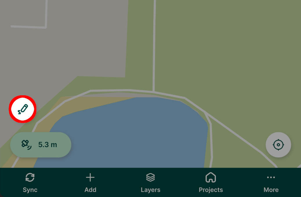 Map sketching button in Mergin Maps mobile app
