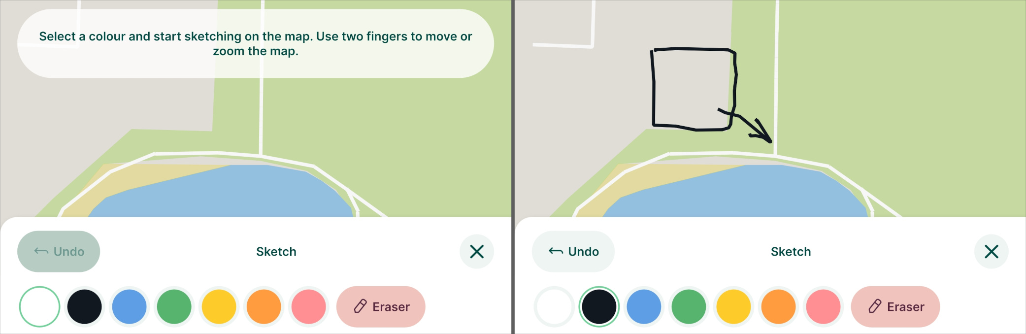 Map sketches in Mergin Maps mobile app