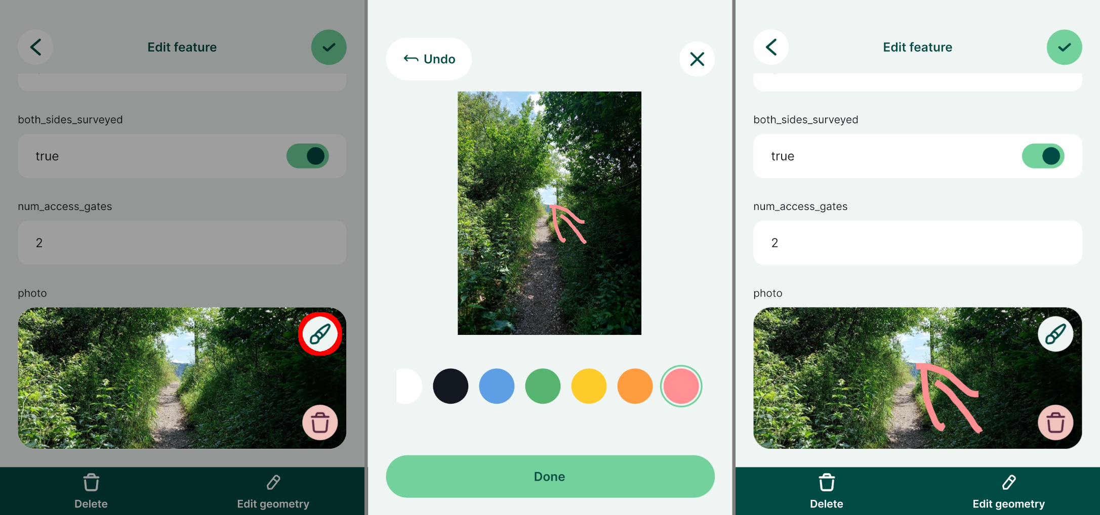 Photo sketching button in Mergin Maps mobile app Photo sketching button in Mergin Maps mobile app