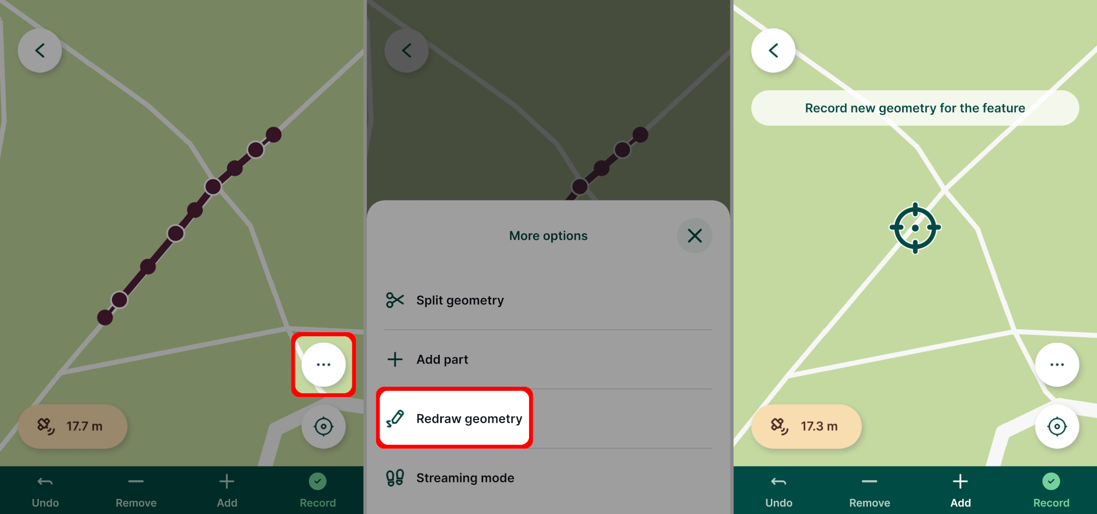 Redrawing geometry of a line feature