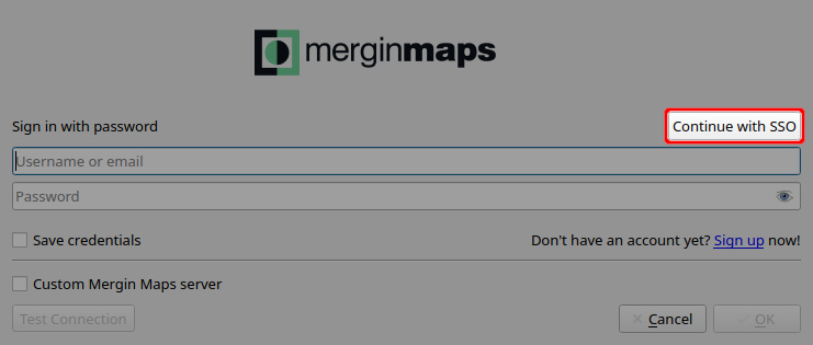 Mergin Maps QGIS plugin single sign-on