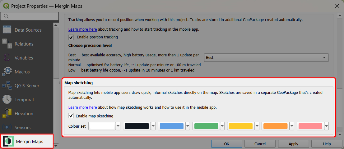 Enable map sketching in QGIS Mergin Maps project