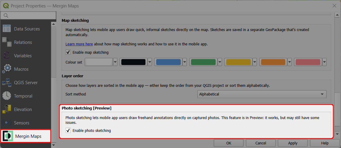 Enable photo sketching in QGIS Mergin Maps project Enable photo sketching in QGIS Mergin Maps project