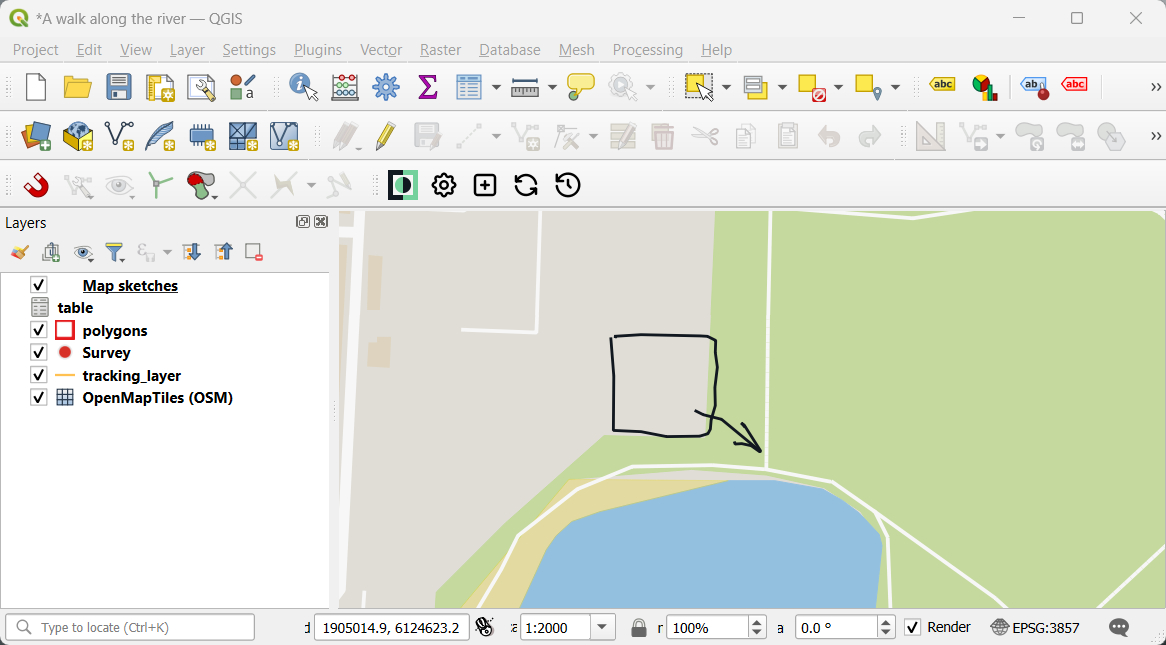 Map sketches in Mergin Maps project in QGIS