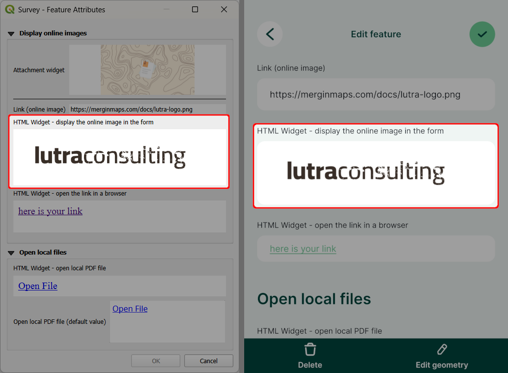 HTML widget in QGIS and in Mergin Maps mobile app