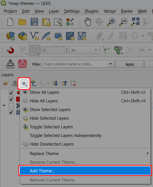 QGIS Map Themes setup