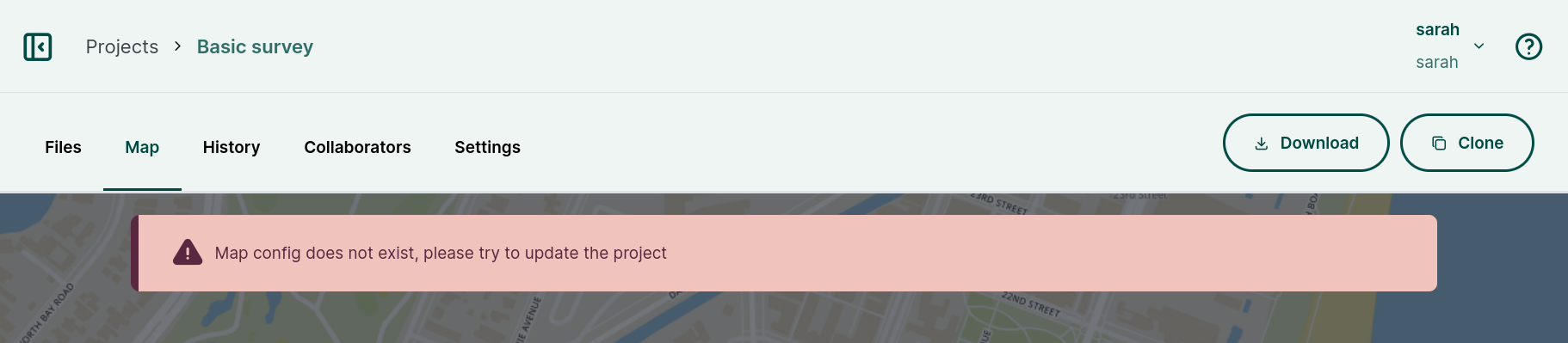 Mergin Maps webmap Map config does not exist