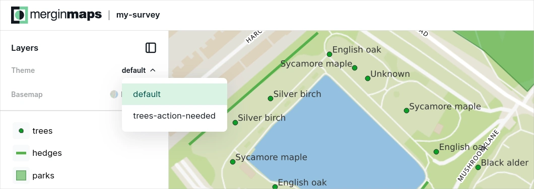 Mergin Maps webmaps toggle layer visibility