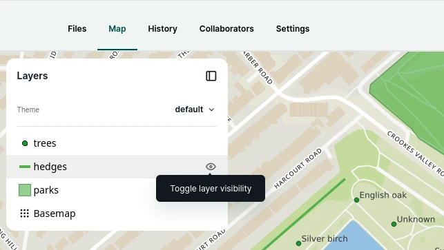 Mergin Maps webmaps toggle layer visibility